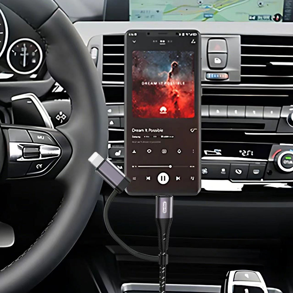 Go Des GAC-172 2in1 Type-C & Lightning to 3.5mm AUX Audio Kablo 1M Go Des GAC-172 2in1 Type-C & Lightning to 3.5mm AUX Audio Kablo 1M